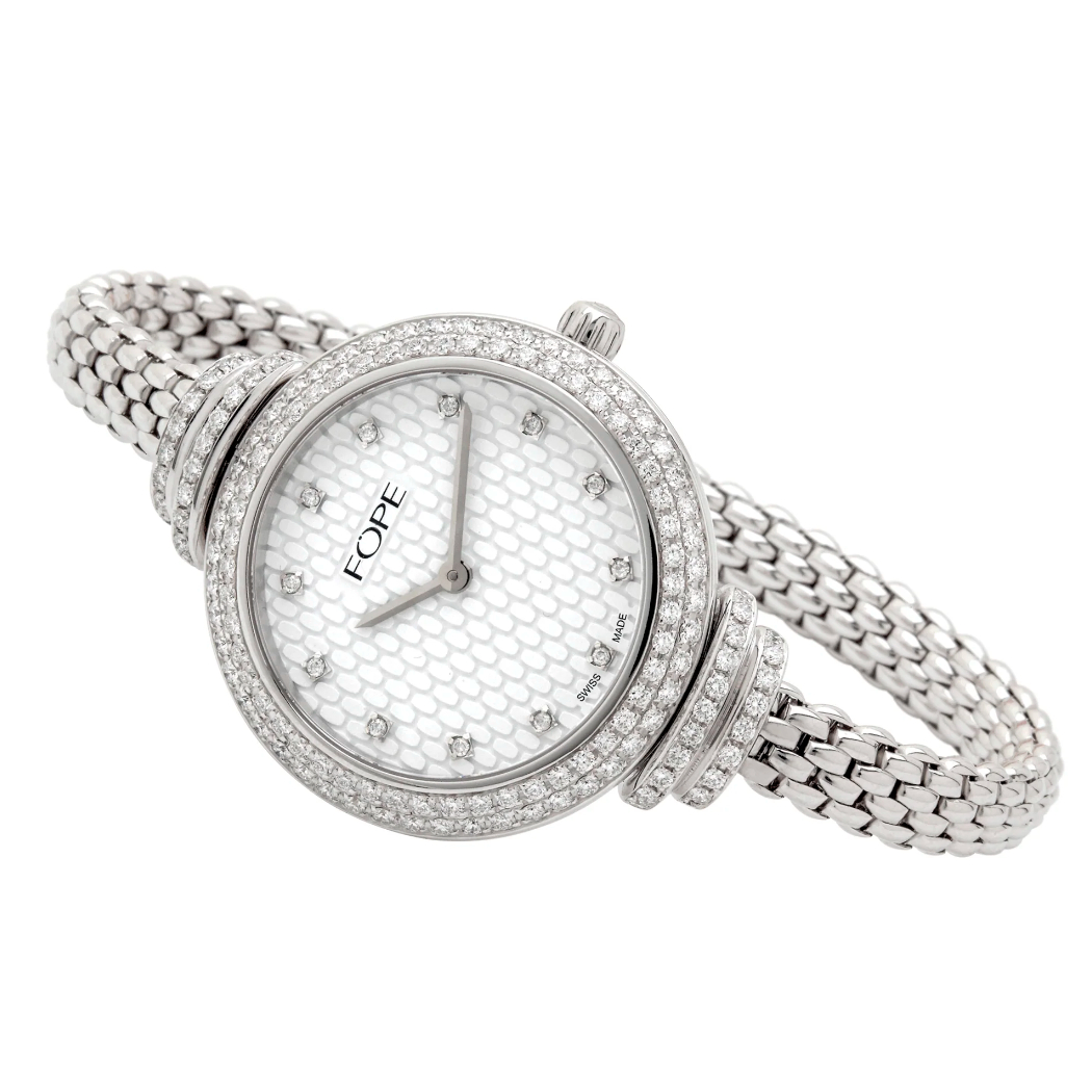 Fope LadyFope Kollektionsbild - Uhr aus Weißgold mit Diamanten und flexiblen Armband