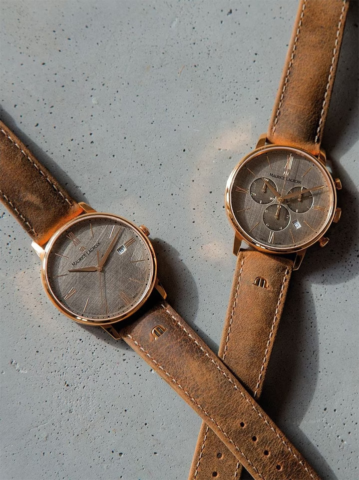 Maurice Lacroix Eliros Titelbild mit braunem Lederband