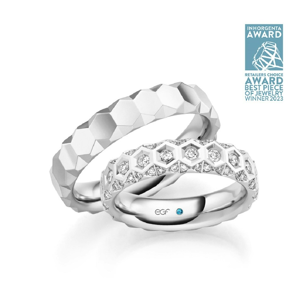 Ringpaar Precious Heritage - Gewinner des INHORGENTA AWARDs 2023 in der Kategorie „Retailers Choice – Best Piece of Jewelry“.