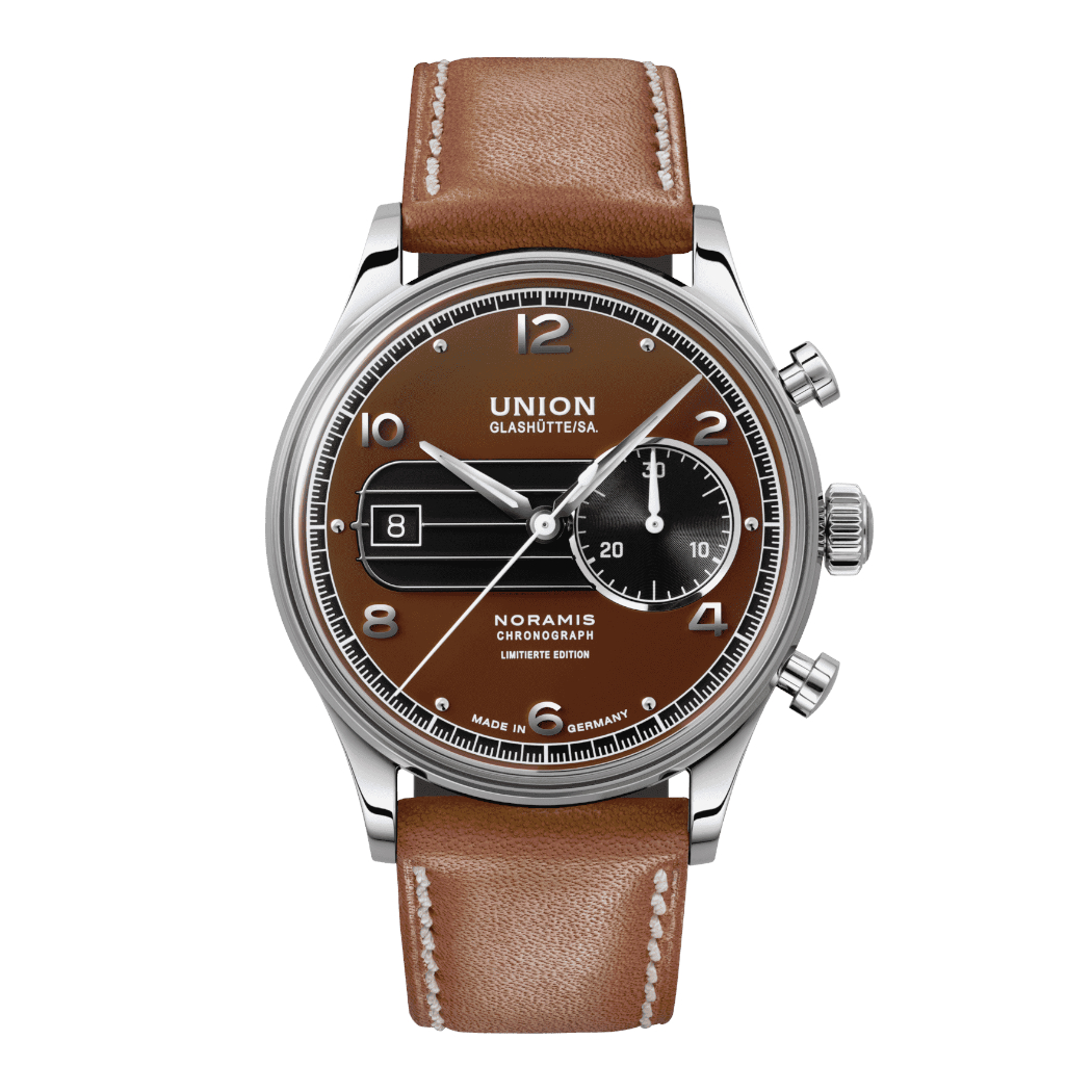 Union Sachsen Classic Edition 2023 - Modell mit braunem Lederband vor weißem Hintergrund
