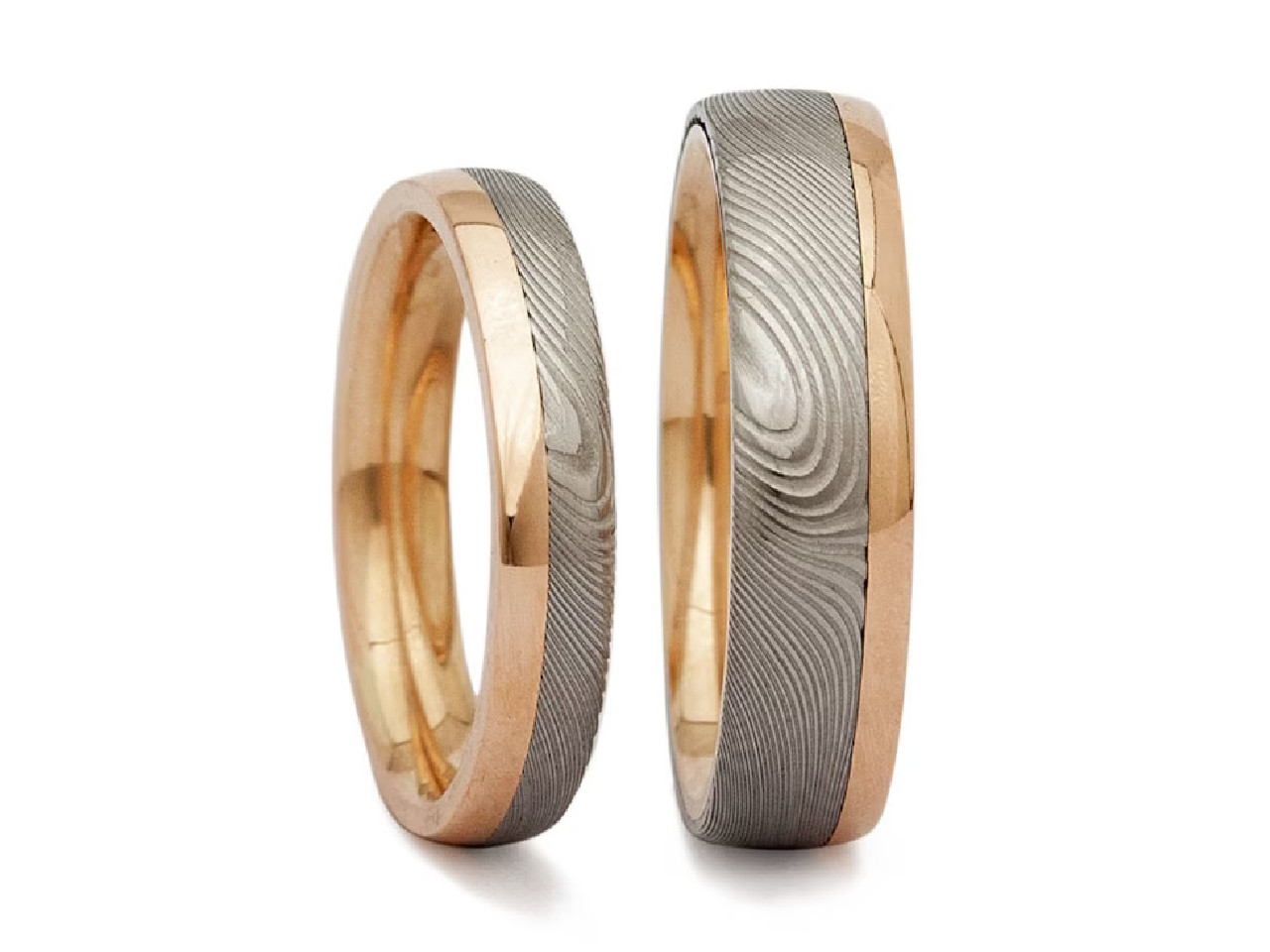 Wagebundt Trauringpaar Damaszenerstahl