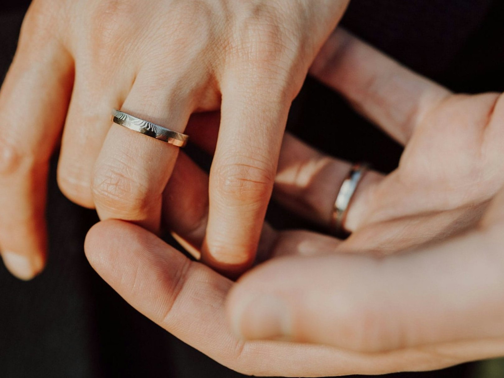 Wagebundt Trauringpaar Damaszenerstahl