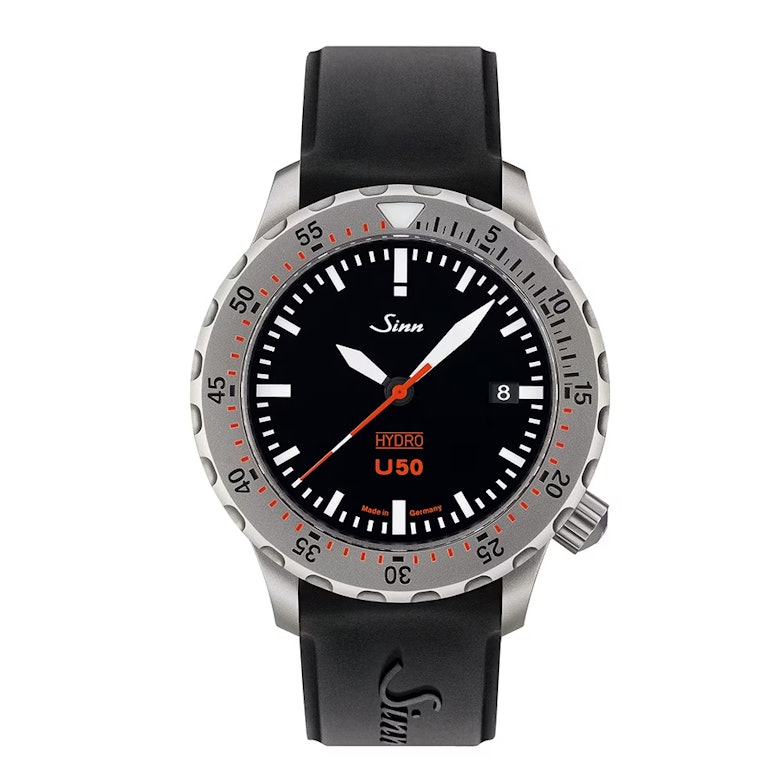 Neuheiten 2024 - Bildgalerie Sinn Spezialuhren U50 HYDRO Modell mit schwarzem Zifferblatt und Kautschukband