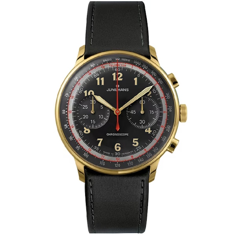 Neuheiten 2024 - Bildgalerie Junghans Telemeter Edition JF mit schwarzem Zifferblatt und Lederband