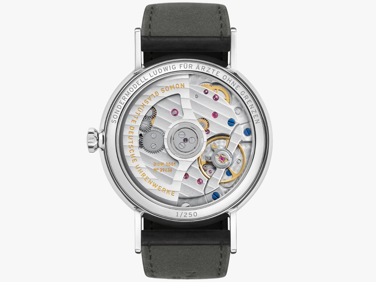 NOMOS Glashütte Ludwig 39 Neomatik "Ärzte ohne Grenzen" Gehäuserückseite