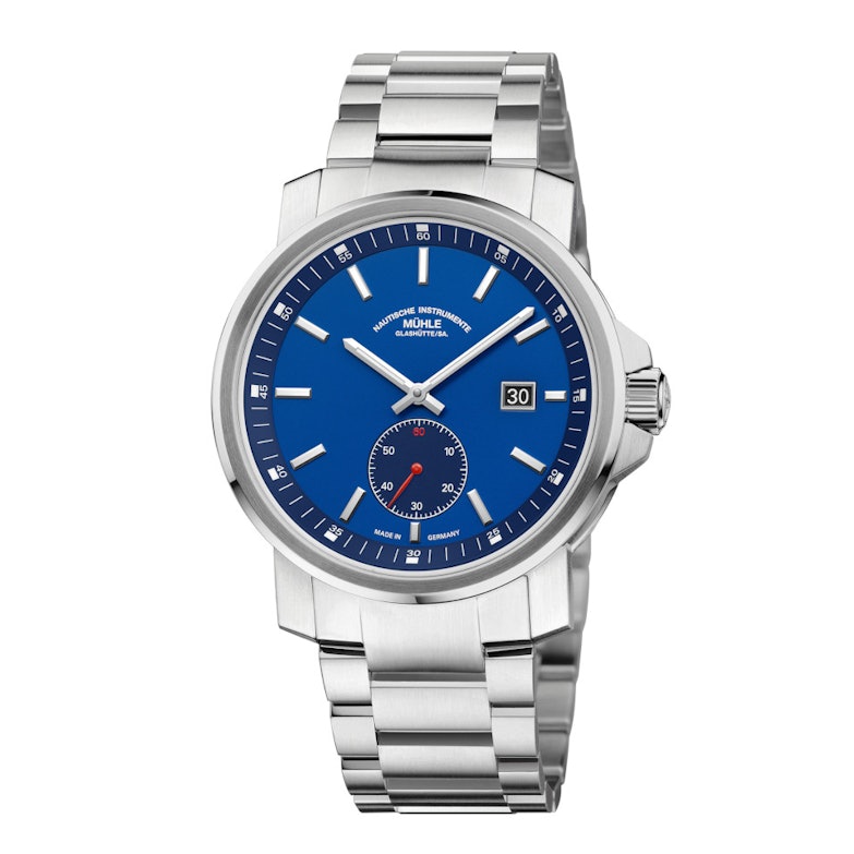 Mühle Glashütte 29er Big Kleine Sekunde blaues Zifferblatt Metallband