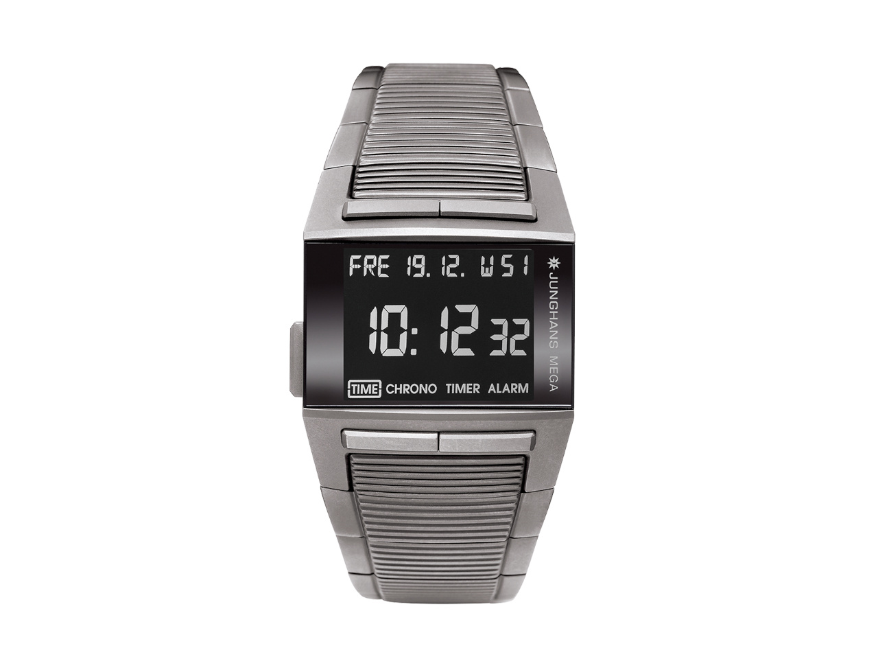 Junghans MEGA1000 schwarze Anzeige Metallband