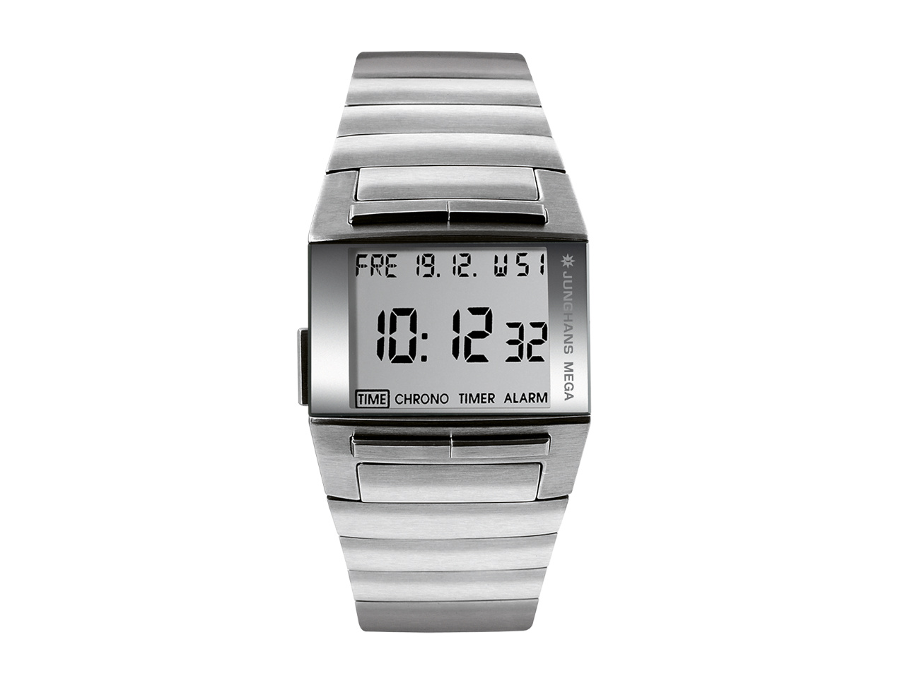 Junghans MEGA1000 weiße Anzeige Metallband