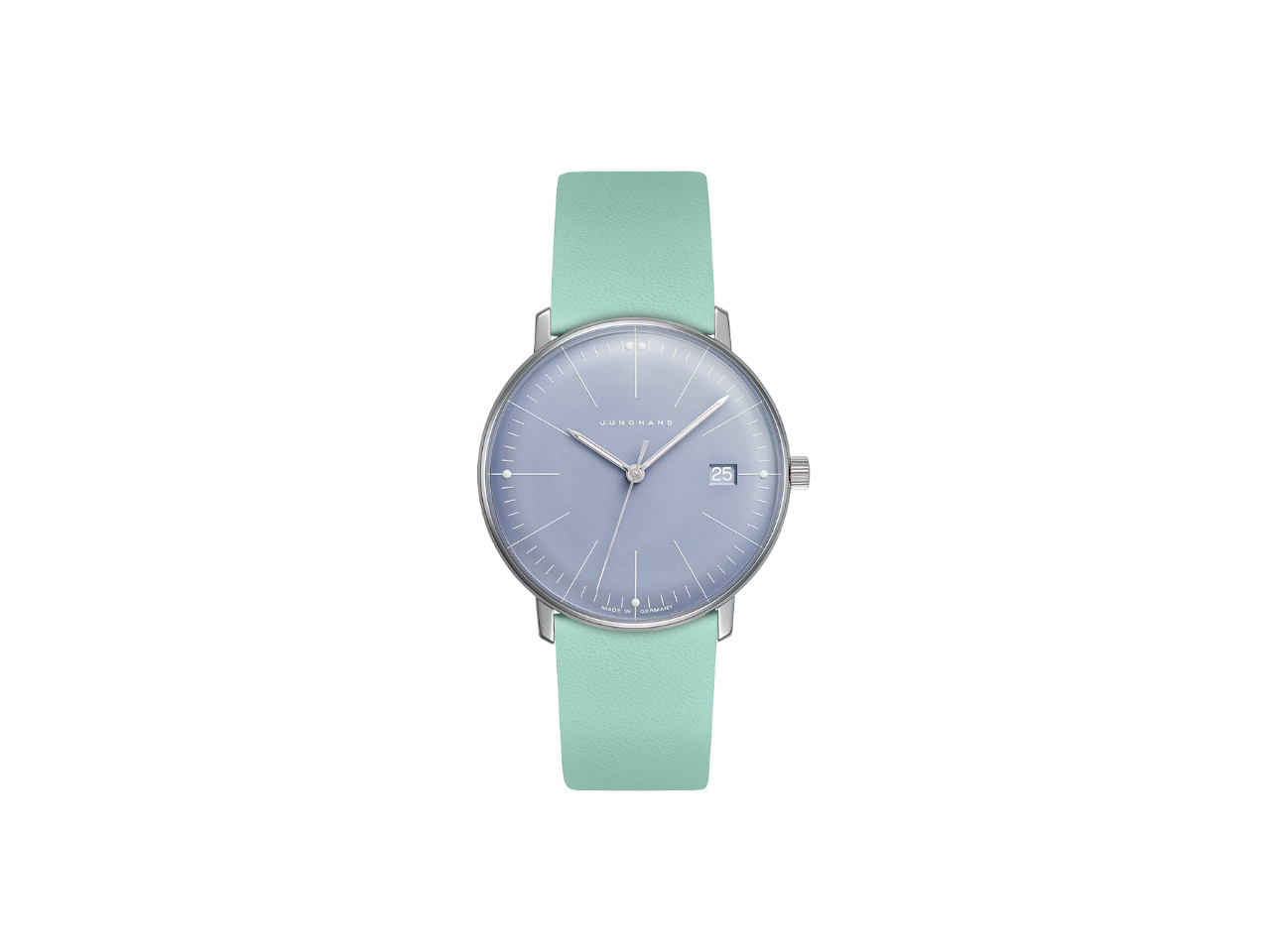 Junghans Max Bill Damen blaues Zifferblatt türkises Lederband