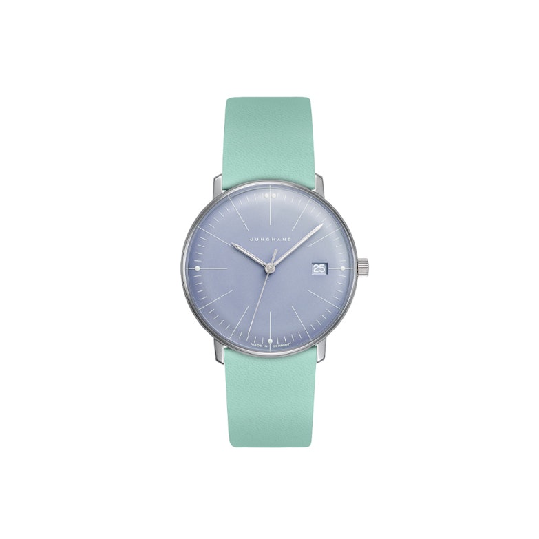 Junghans Max Bill Damen blaues Zifferblatt türkises Lederband