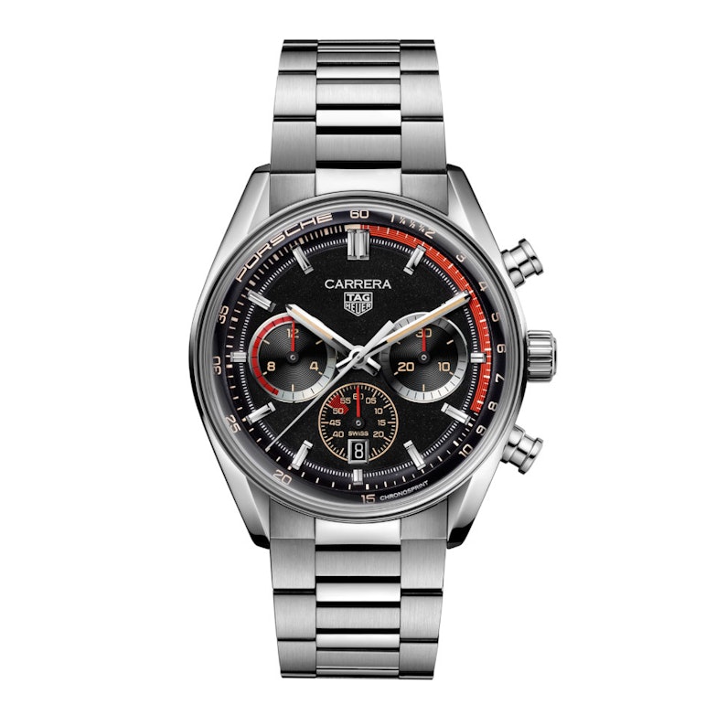 TAG Heuer Carrera Chronosprint X Porsche Rallye Limited Edition Automatik Edelstahl 42mm schwarzes Zifferblatt Metallband