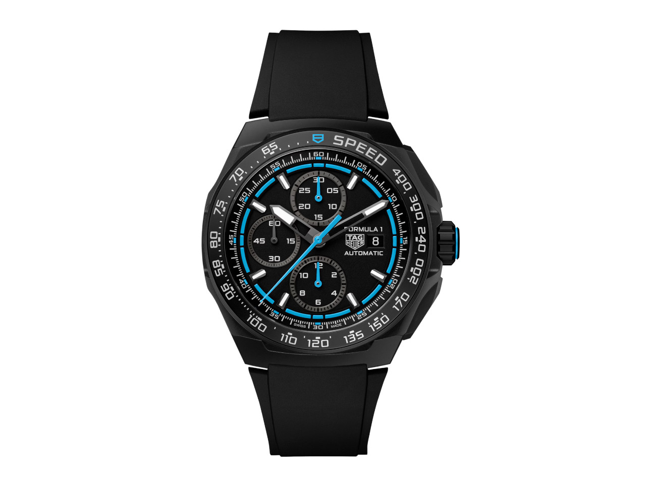 TAG Heuer Formula 1 Chronograph Automatik Titan 44mm Schwarz-DLC schwarzes Zifferblatt schwarzes Kautschukband