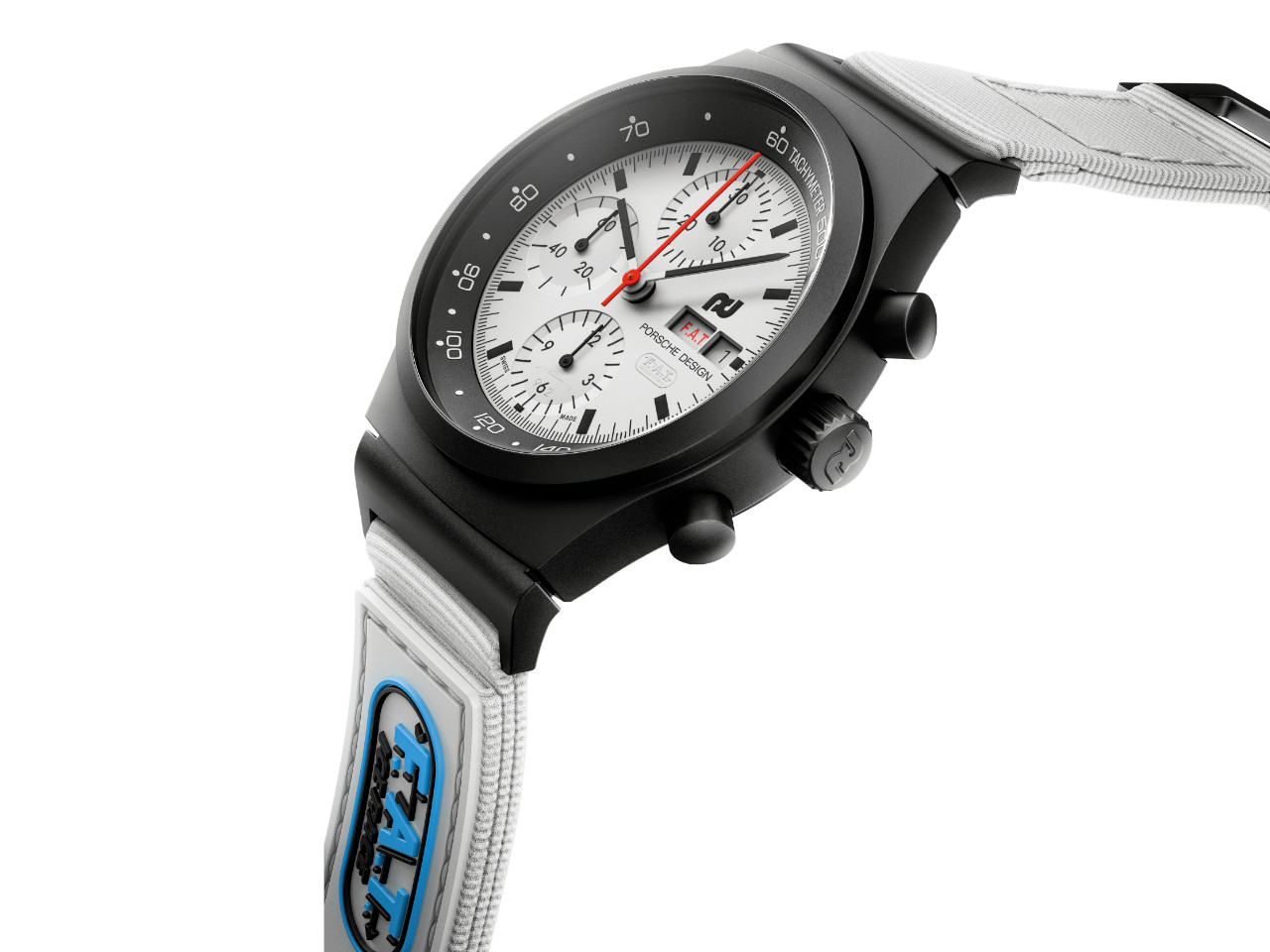 Porsche Design Chronograph 1 - F.A.T. 2025 Edition mit F.A.T. Ice Race 2025 Textilarmband in Weiß