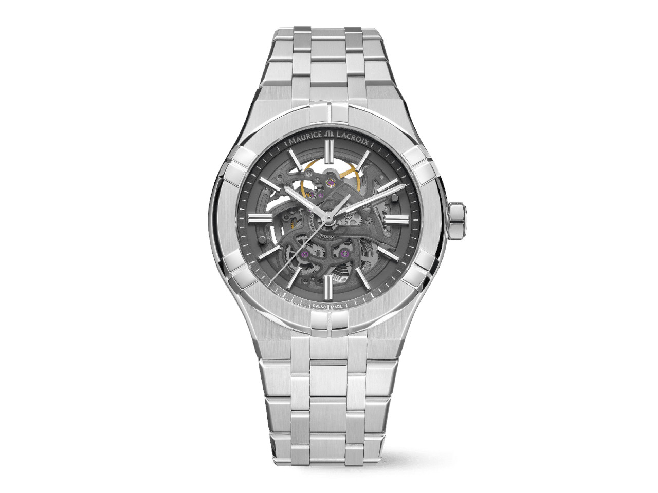 Maurice Lacroix Aikon Skeleton Automatik Edelstahl 42mm skelettiertes ZIfferblatt Metallband