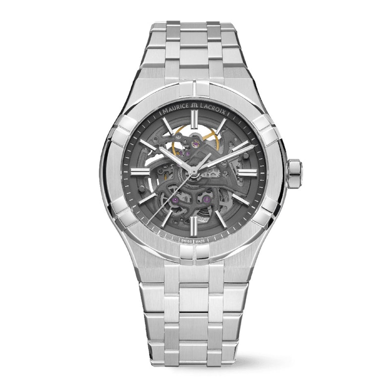 Maurice Lacroix Aikon Skeleton Automatik Edelstahl 42mm skelettiertes ZIfferblatt Metallband