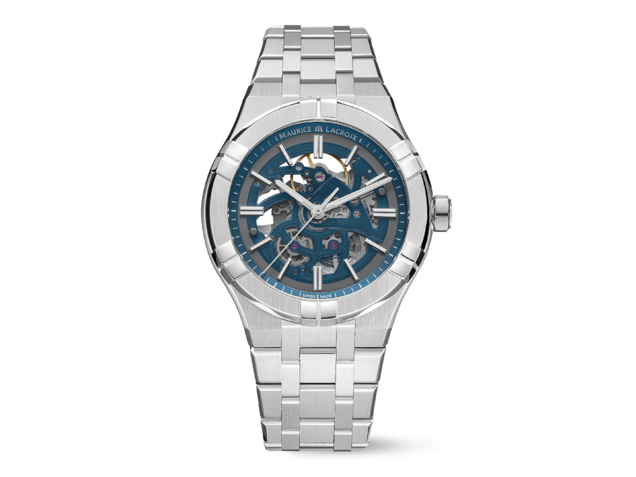 Maurice Lacroix Aikon Skeleton Automatik Edelstahl 42mm skelettiertes ZIfferblatt Metallband