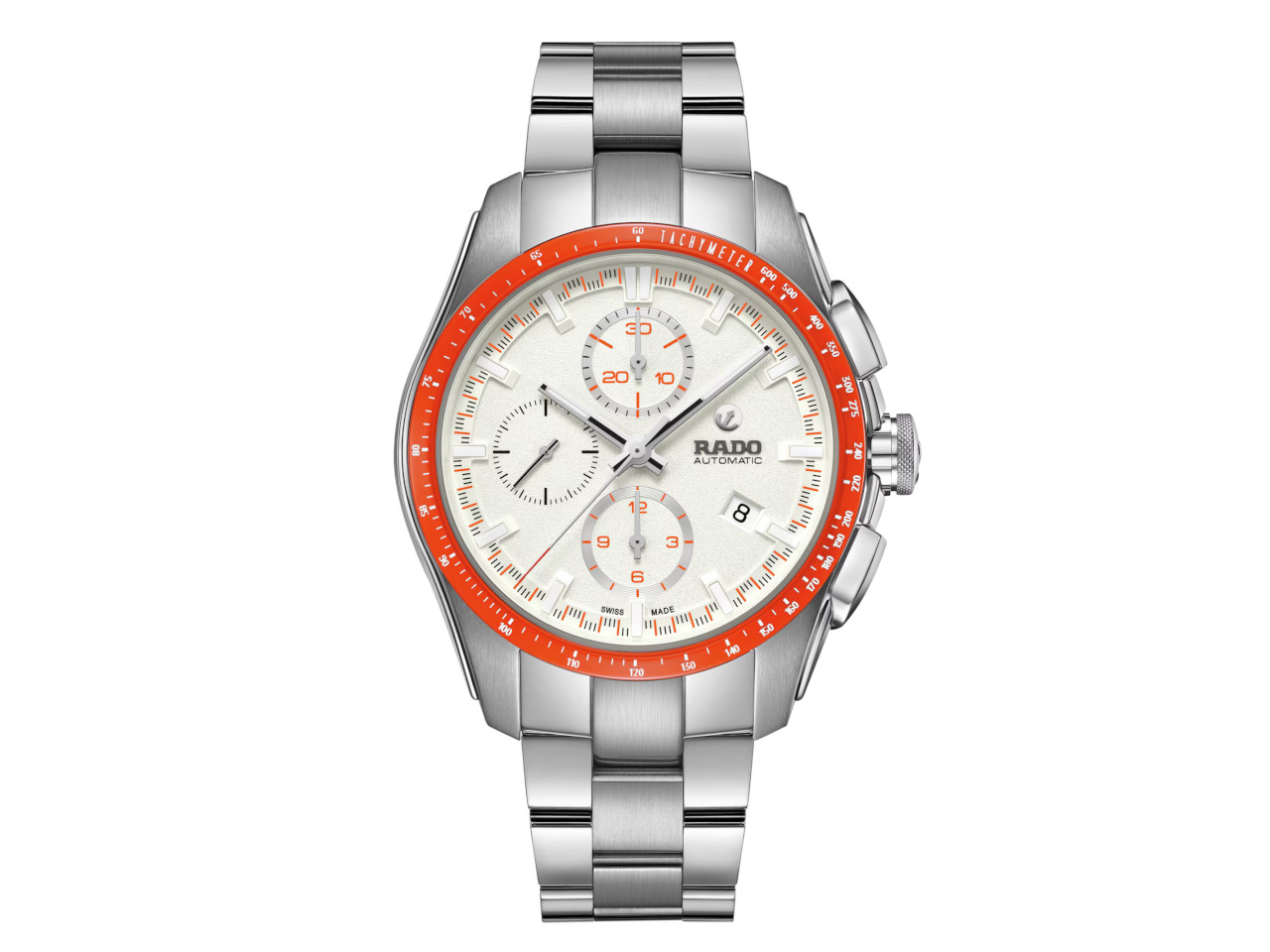 Rado HyperChrome Chronograph Automatik Edelstahl 44mm weißes Zifferblatt Metallband