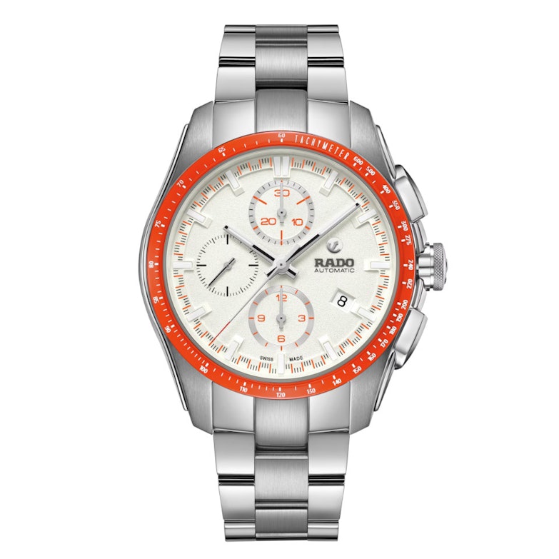 Rado HyperChrome Chronograph Automatik Edelstahl 44mm weißes Zifferblatt Metallband