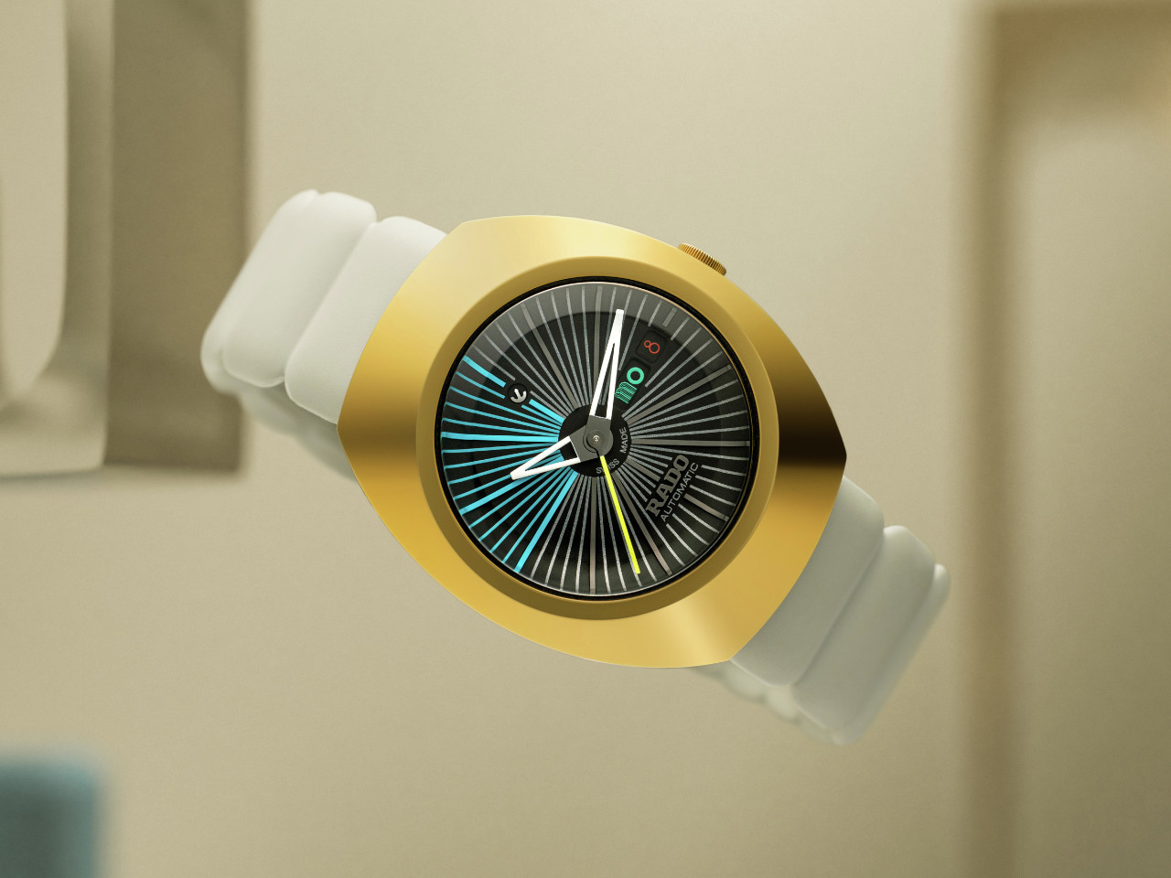 Rado DiaStar Original X Tej Chauhan Special Edition Automatik Edelstahl GG-PVD 38mm schwarzes Zifferblatt graues Kautschukband Szene