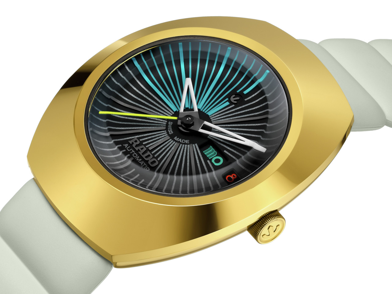 Rado DiaStar Original X Tej Chauhan Special Edition Automatik Edelstahl GG-PVD 38mm schwarzes Zifferblatt graues Kautschukband Ansicht