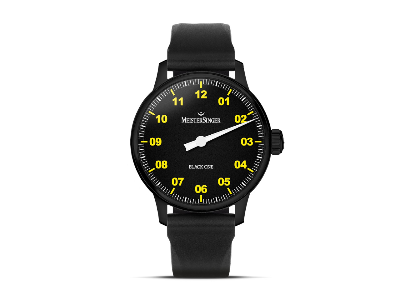 MeisterSinger Black One Limited Edition Automatik Edelstahl Schwarz-DLC 41,5mm schwarzes Zifferblatt schwarzes Kautschukband