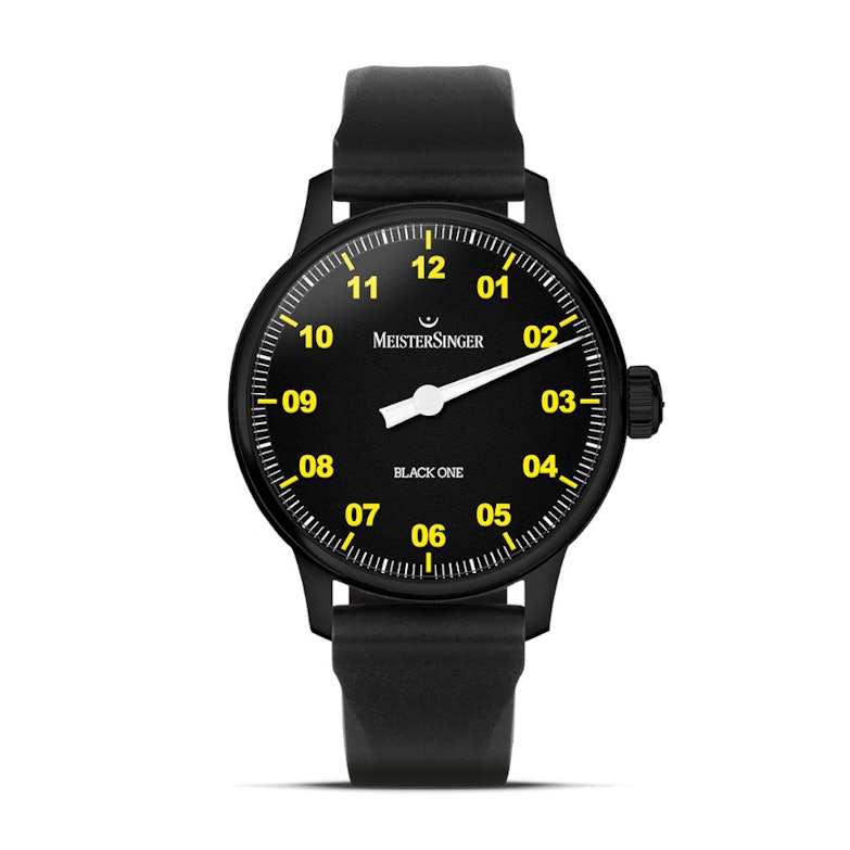 MeisterSinger Black One Limited Edition Automatik Edelstahl Schwarz-DLC 41,5mm schwarzes Zifferblatt schwarzes Kautschukband