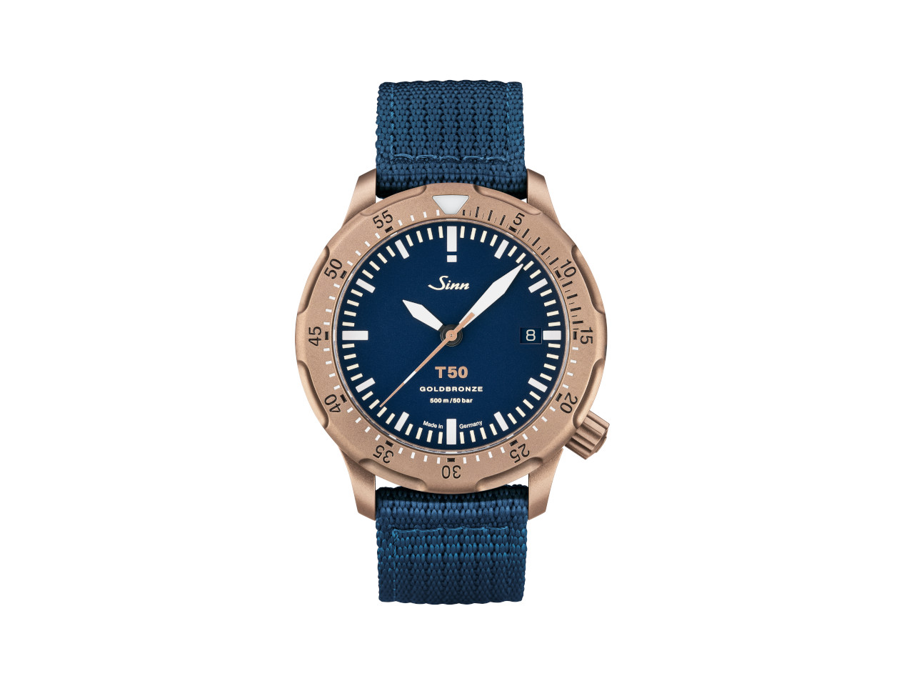 Sinn T50 GOLDBRONZE B Limited Edition Automatik Bronze 41mm blaues Zifferblatt blaues Textilband