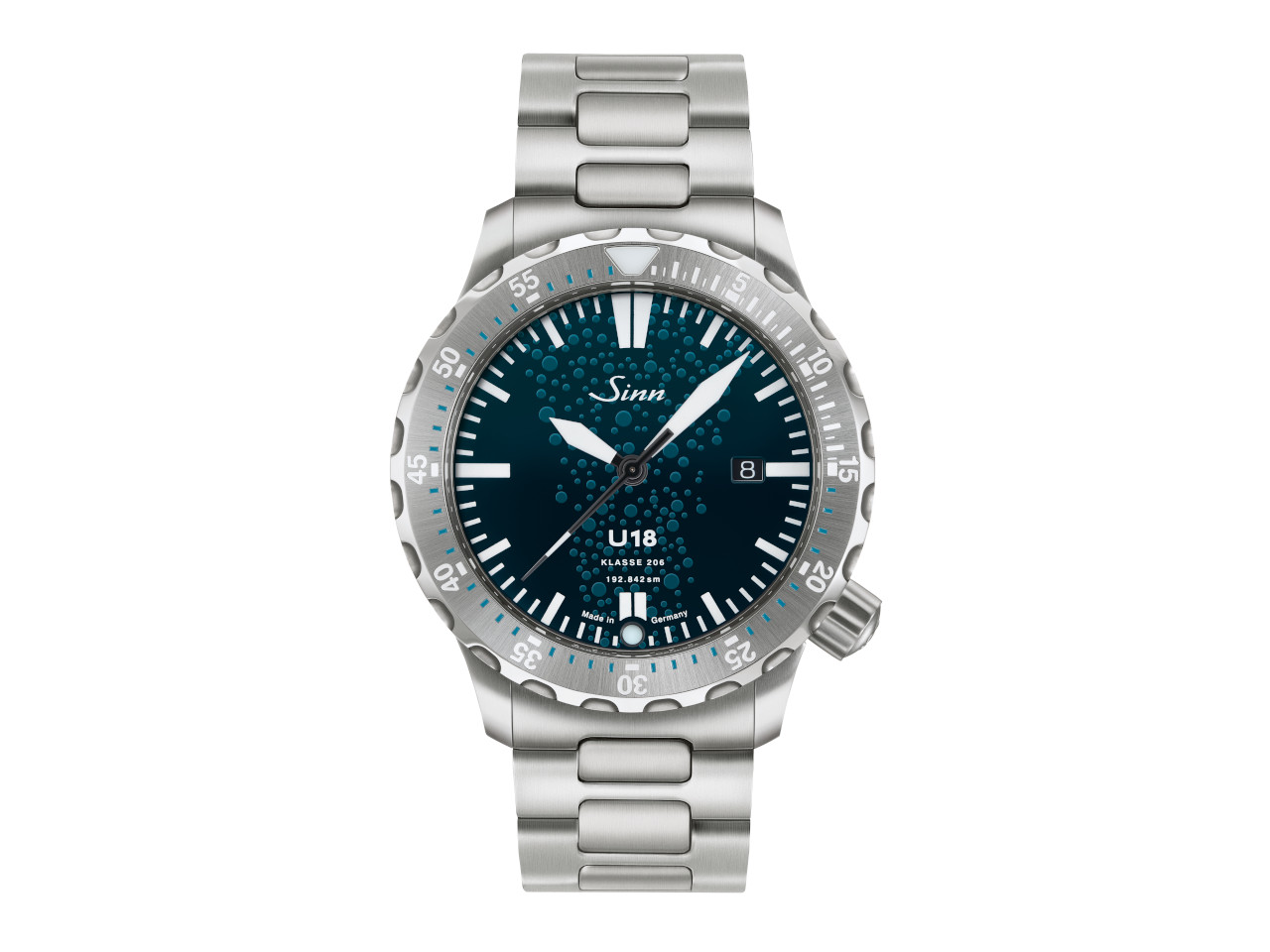 Sinn U18 Taucheruhr Limited Edition Automatik Edelstahl 44mm blau-grünes Zifferblatt Metallband