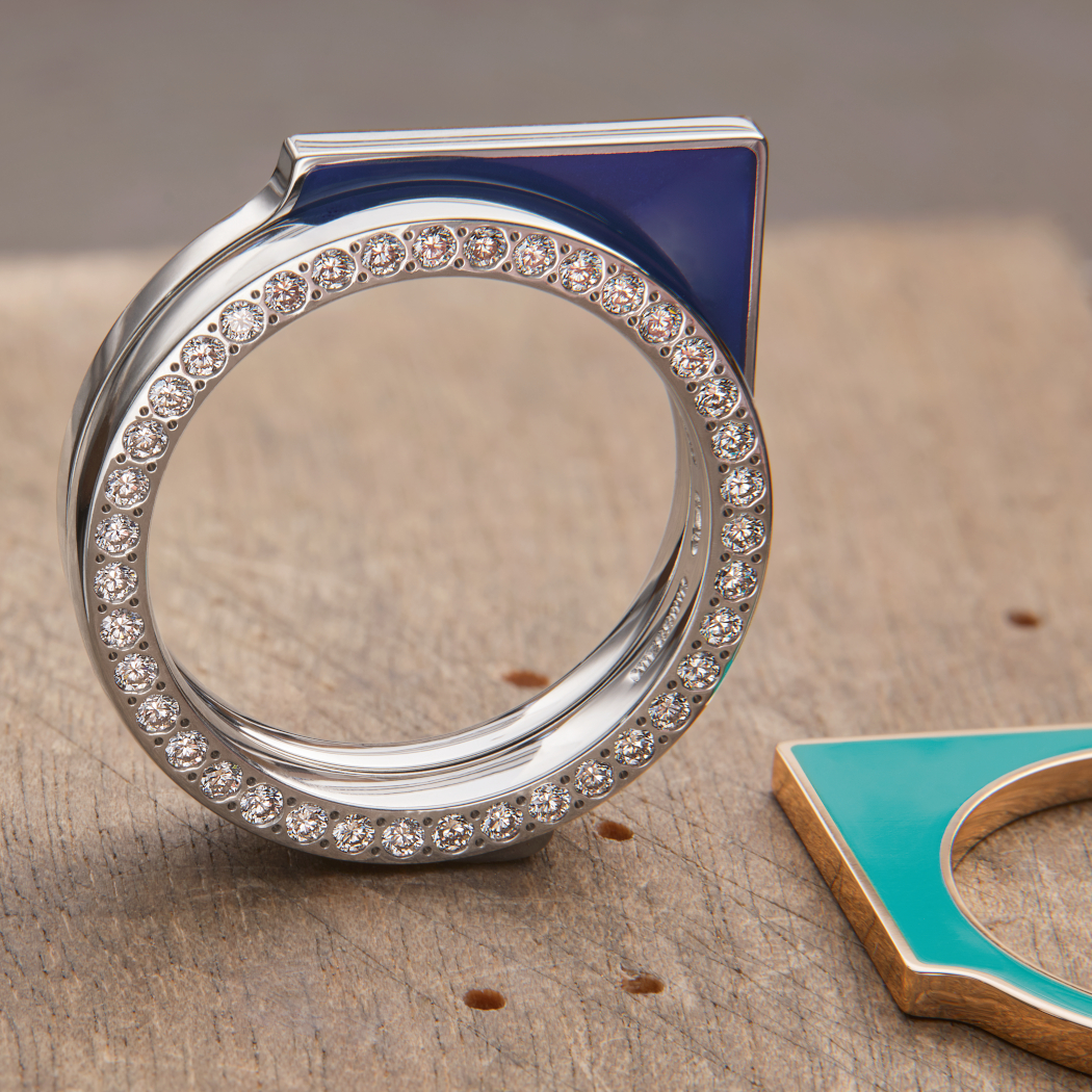 Niessing Setario Kollektionsbild - drei Ringe mit verschiedenen Goldfarben