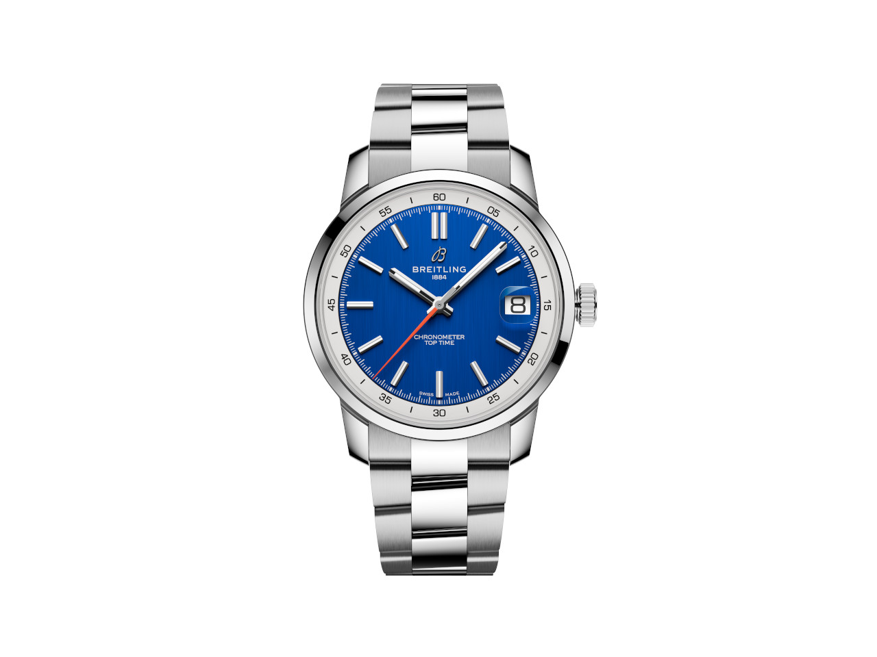 Breitling Top Time B31 Automatik Edelstahl 38mm blaues Zifferblatt Metallband