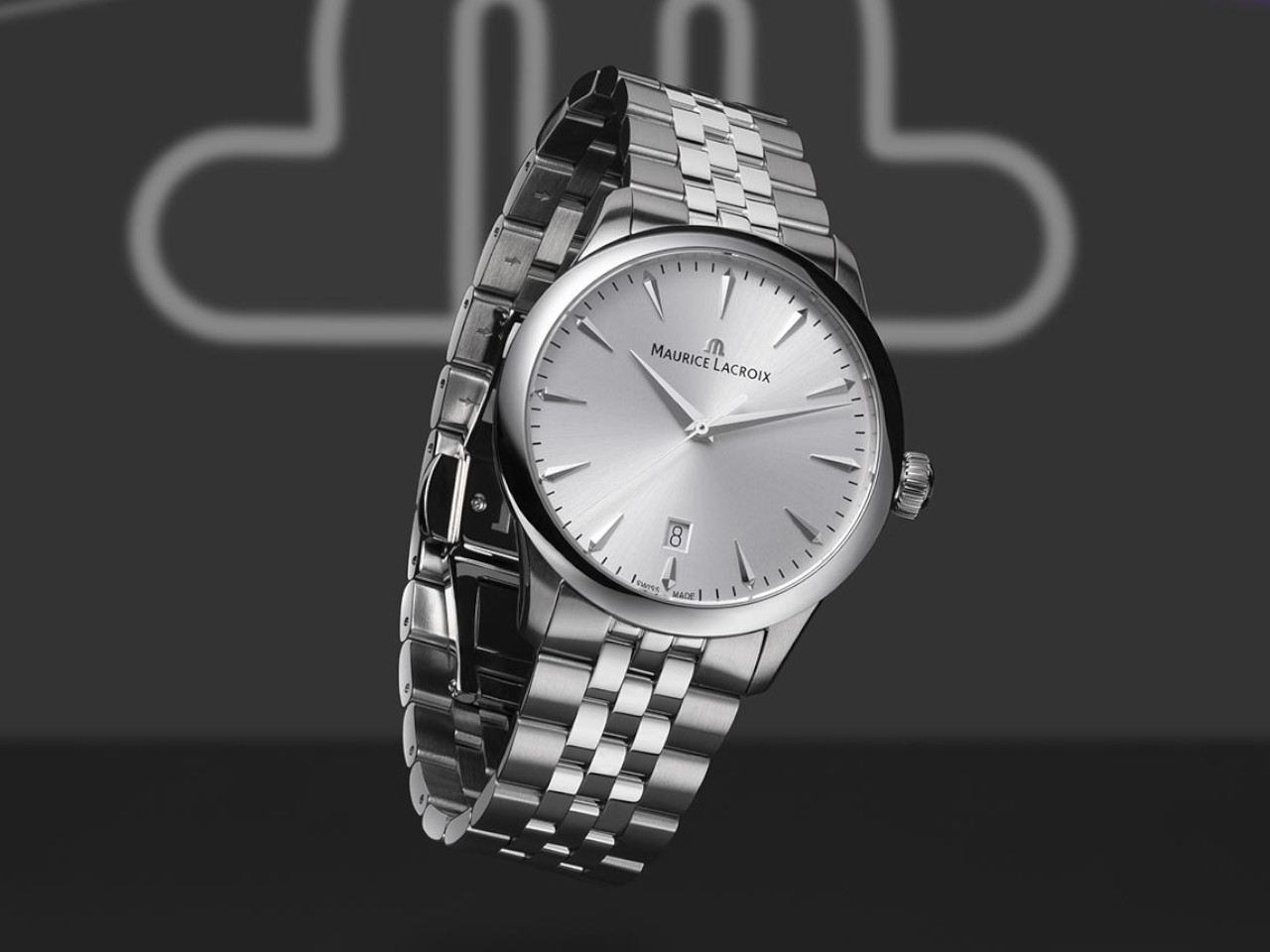 Maurice Lacroix 1975 Automatik Edelstahl 40mm silberfarbenes Zifferblatt Metallband