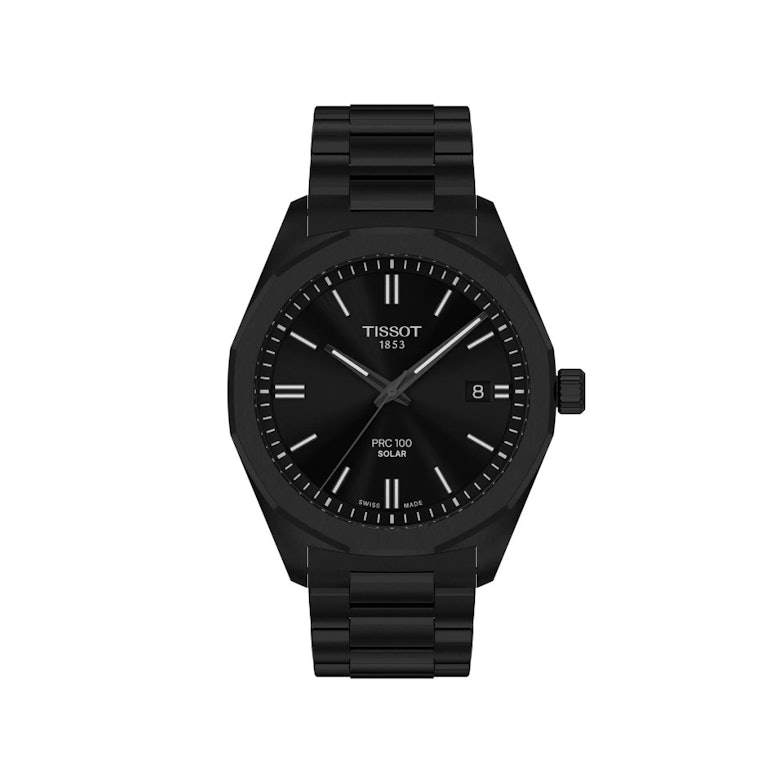 Tissot PRC100 Solar Quarz Edelstahl Schwarz-PVD 39mm schwarzes Zifferblatt Metallband