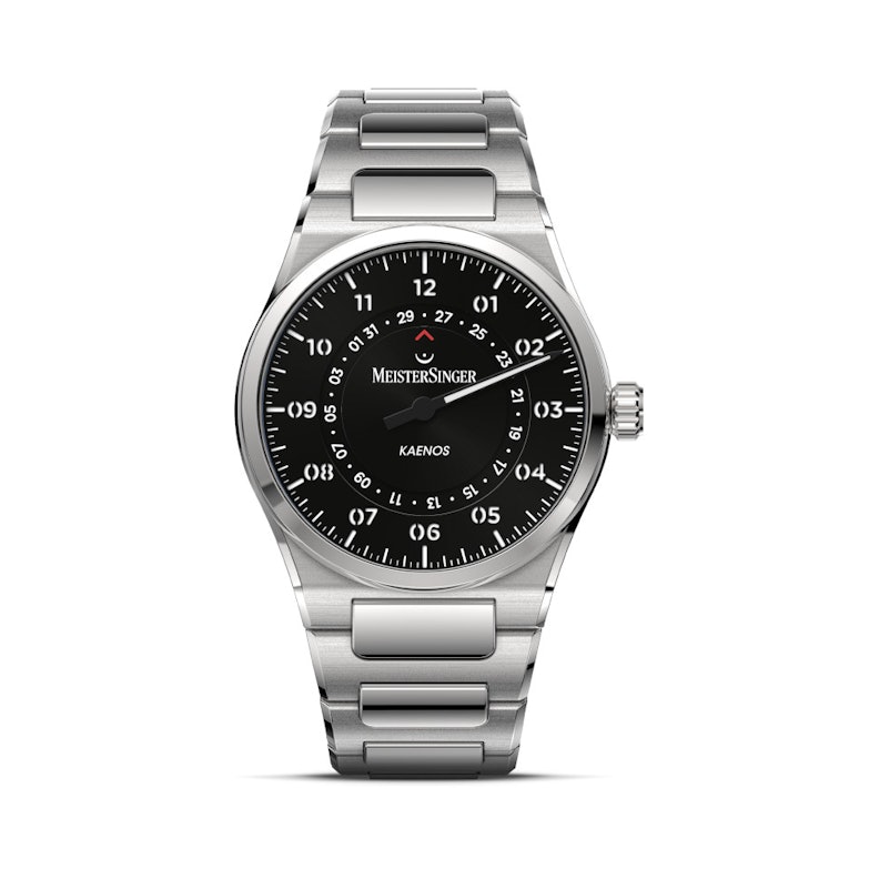 MeisterSinger Kaenos Open Date Automatik Edelstahl 40mm schwarzes Zifferblatt Metallband