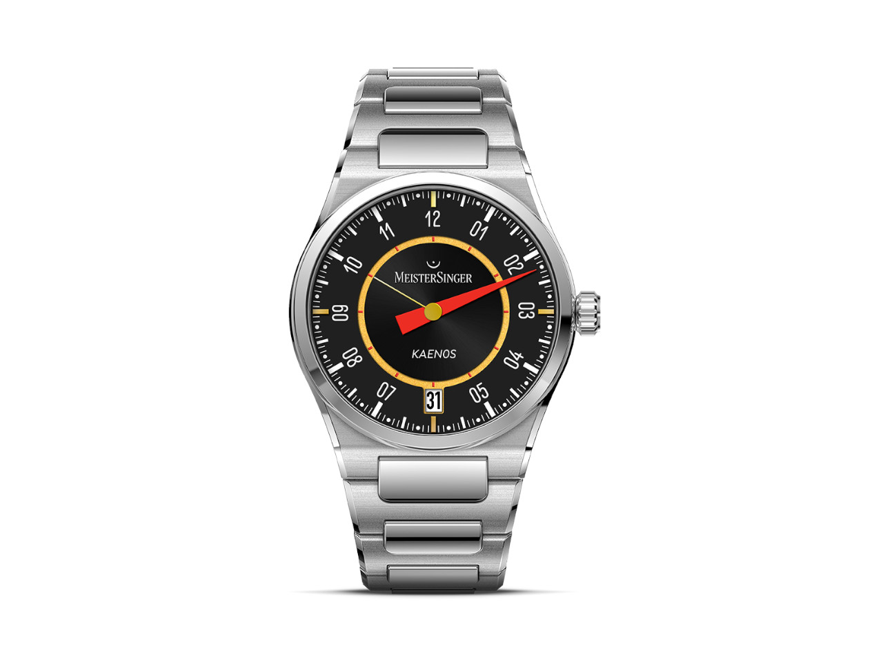 MeisterSinger X Alain Silberstein Edition Kaenos Grand Date Automatik Edelstahl 40mm graues Zifferblatt Metallband