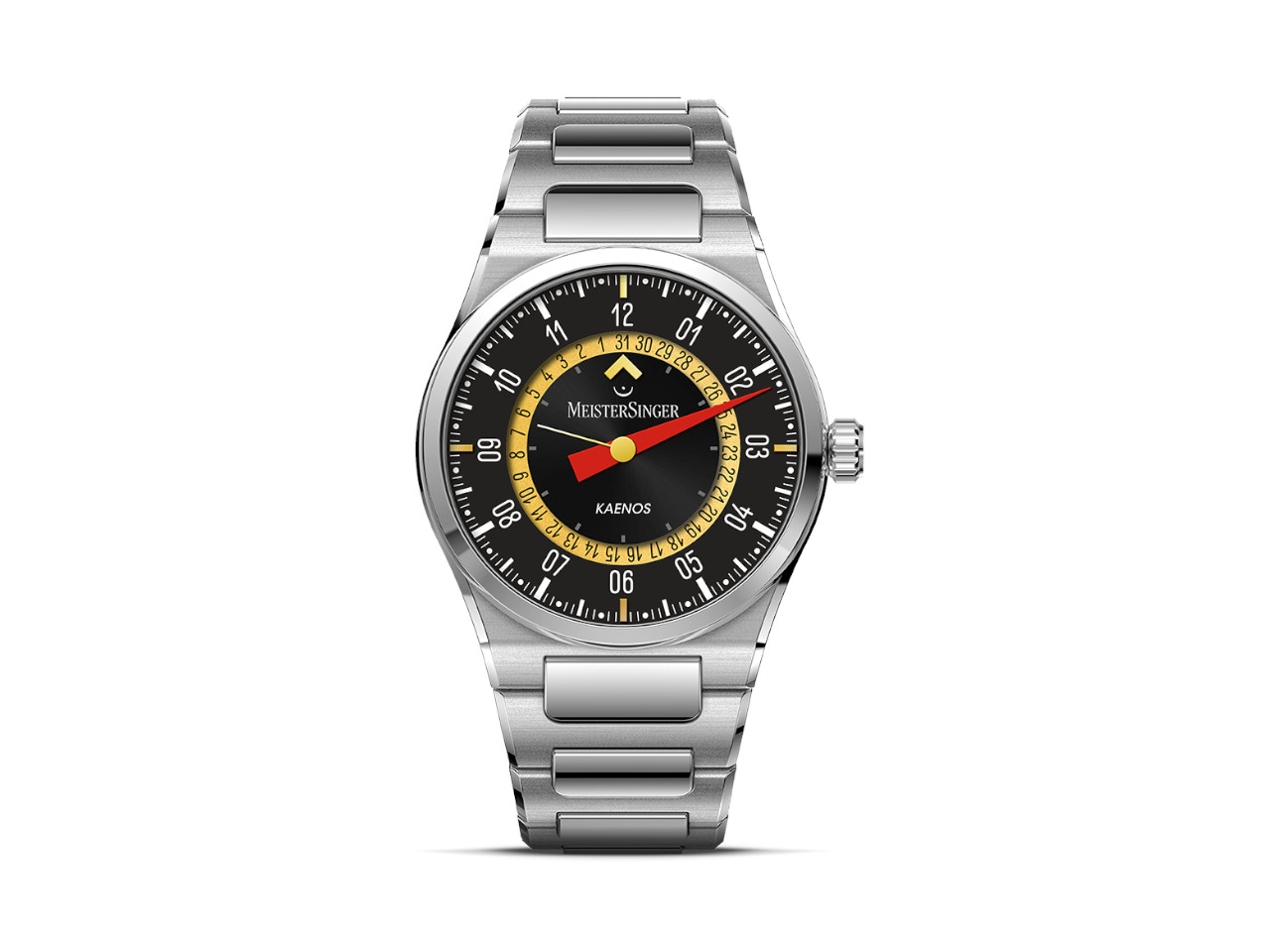 MeisterSinger X Alain Silberstein Edition Kaenos Open Date Automatik Edelstahl 40mm graues Zifferblatt Metallband