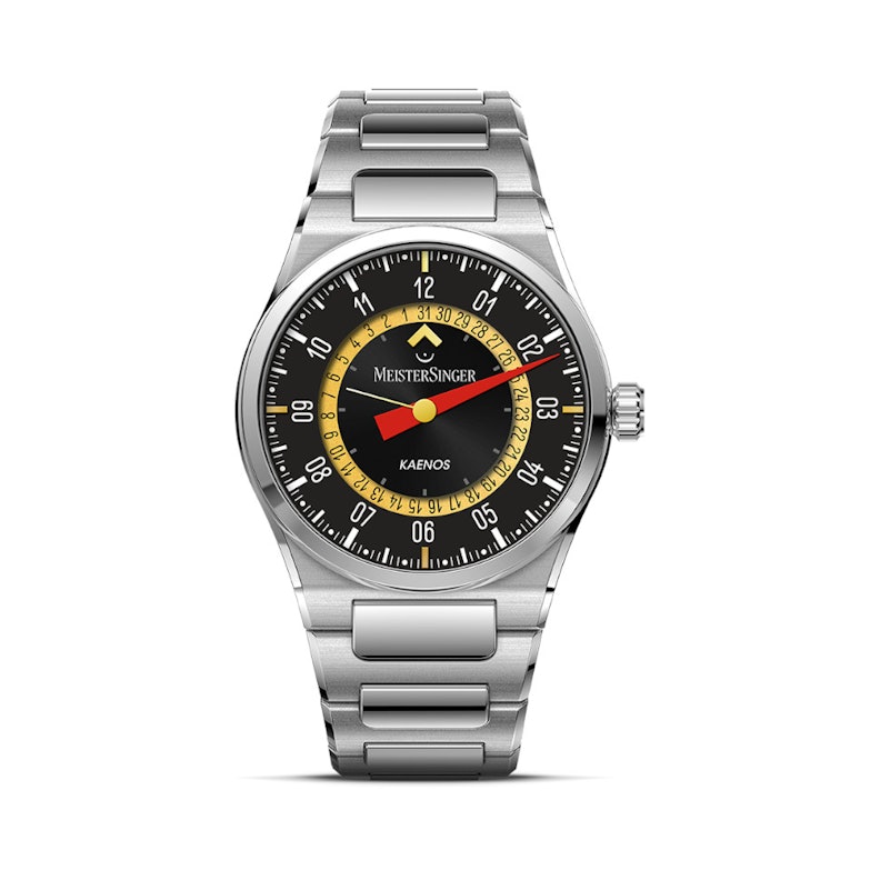 MeisterSinger X Alain Silberstein Edition Kaenos Open Date Automatik Edelstahl 40mm graues Zifferblatt Metallband