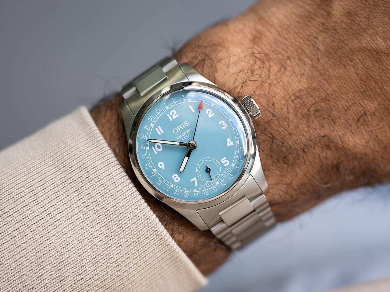 Big Crown Pointer Date Calibre 473 Automatik Edelstahl 38mm blaues Zifferblatt Metallband