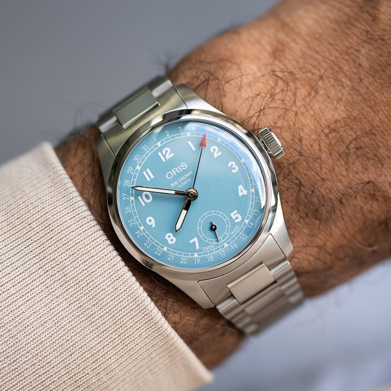 Big Crown Pointer Date Calibre 473 Automatik Edelstahl 38mm blaues Zifferblatt Metallband