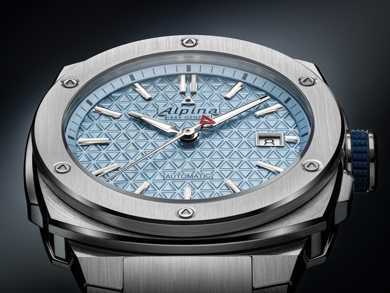 Alpiner Extreme Automatik Edelstahl 39mm blaues Zifferblatt Metallband