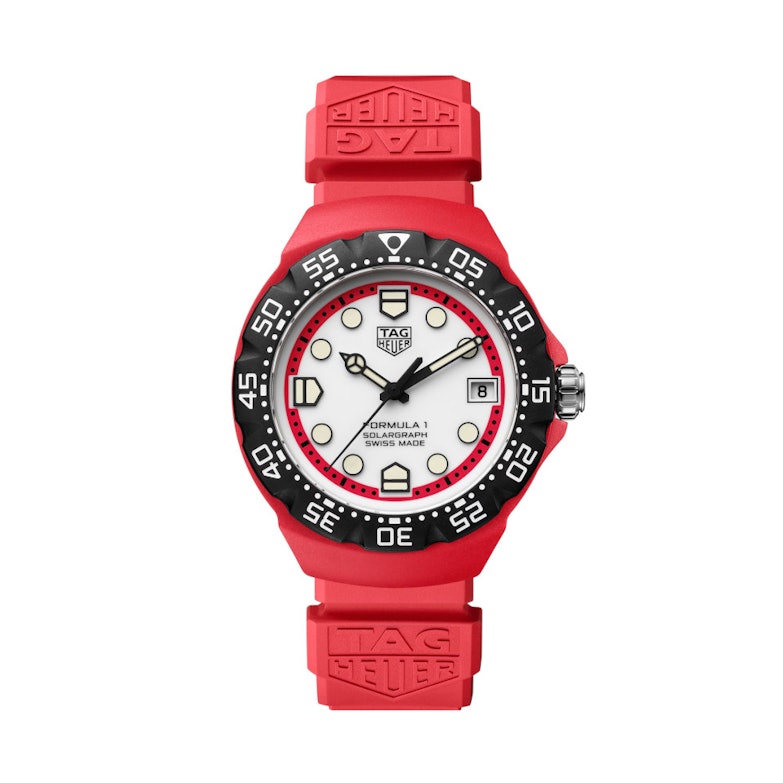 TAG Heuer Formula 1 Solargraph Quarz Edelstahl 38mm weißes Zifferblatt rotes Kautschukband