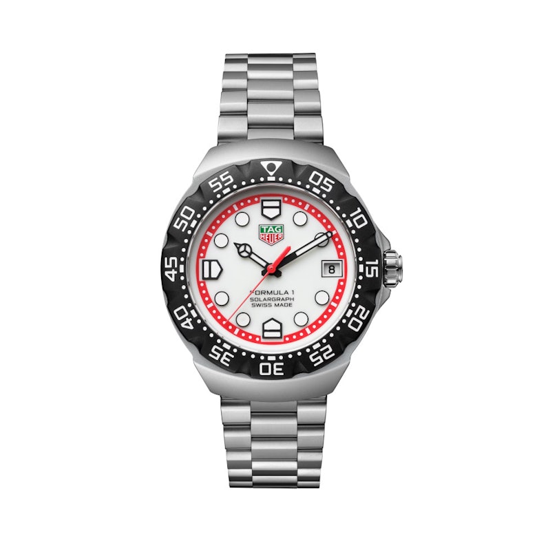 TAG Heuer Formula 1 Solargraph Quarz Edelstahl 38mm weißes Zifferblatt Metallband