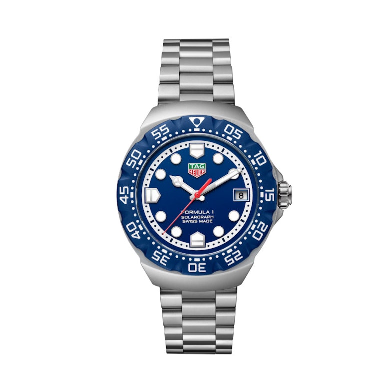 TAG Heuer Formula 1 Solargraph Quarz Edelstahl 38mm blaues Zifferblatt Metallband