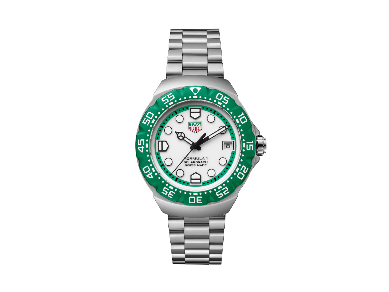 TAG Heuer Formula 1 Solargraph Quarz Edelstahl 38mm weißes Zifferblatt Metallband