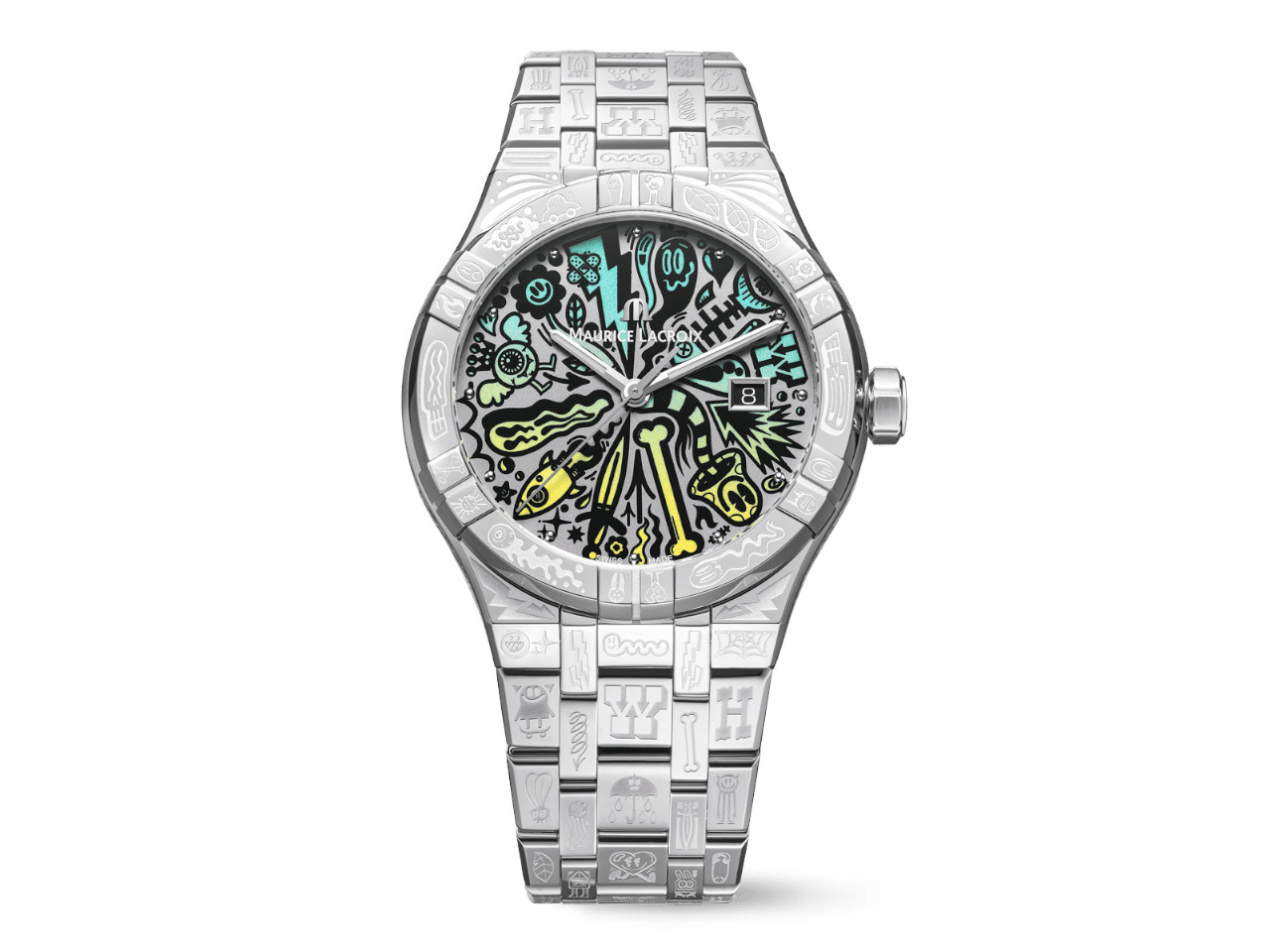 Maurice Lacroix Aikon Automatik Wotto Edelstahl 42mm mehrfarbiges Zifferblatt Metallband Limited Edition