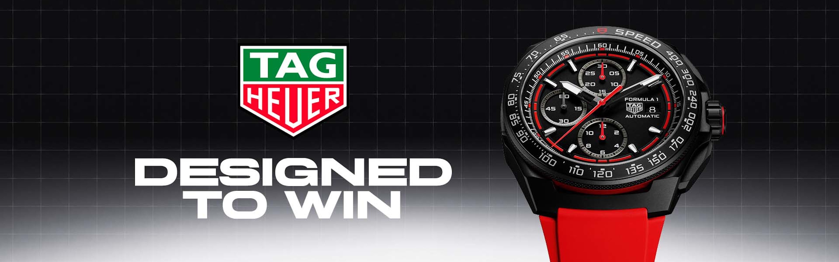 TAG Heuer Markenbanner "Designed to win"