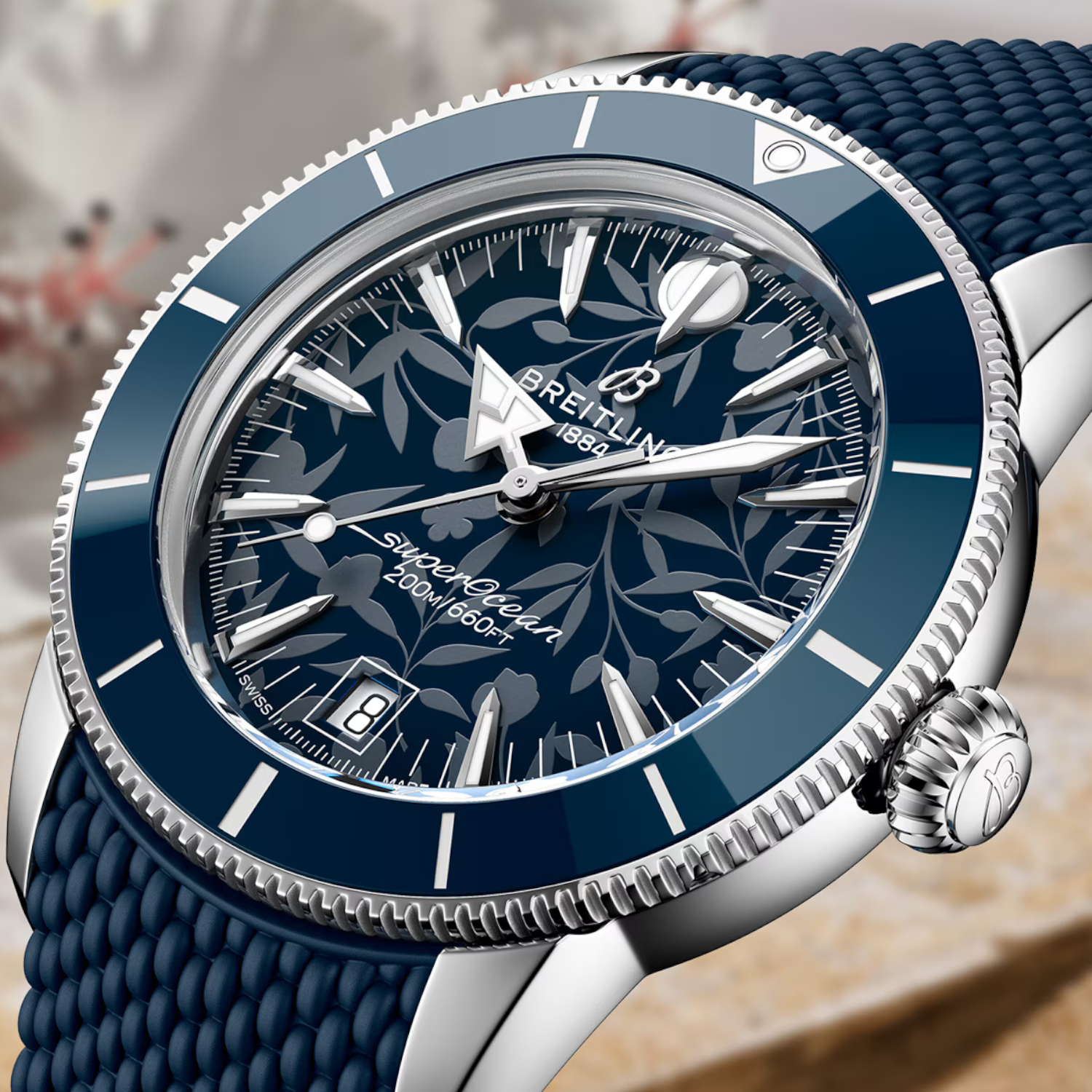 Breitling Superocean Heritage B31 Kelly Slater Automatik Edelstahl 40mm blaues Zifferblatt blaues Kautschukband limitiert