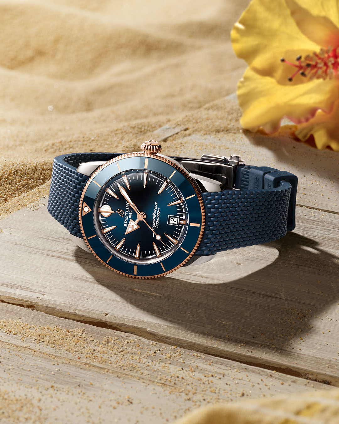 Breitling Superocean Heritage B31 Automatik Edelstahl 44mm blaues Zifferblatt blaues Kautschukband