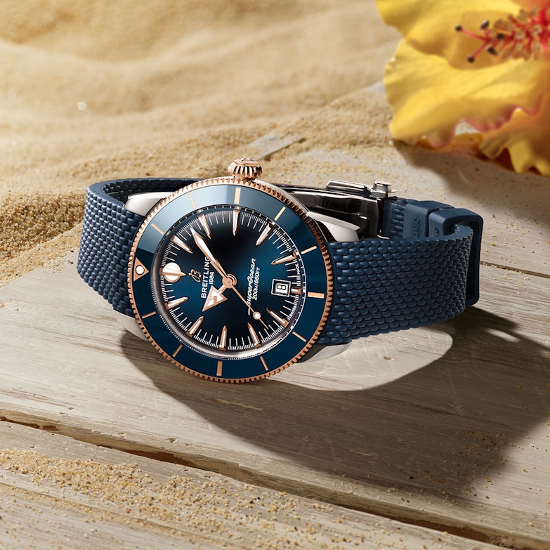 Breitling Superocean Heritage B31 Automatik Edelstahl 44mm blaues Zifferblatt blaues Kautschukband