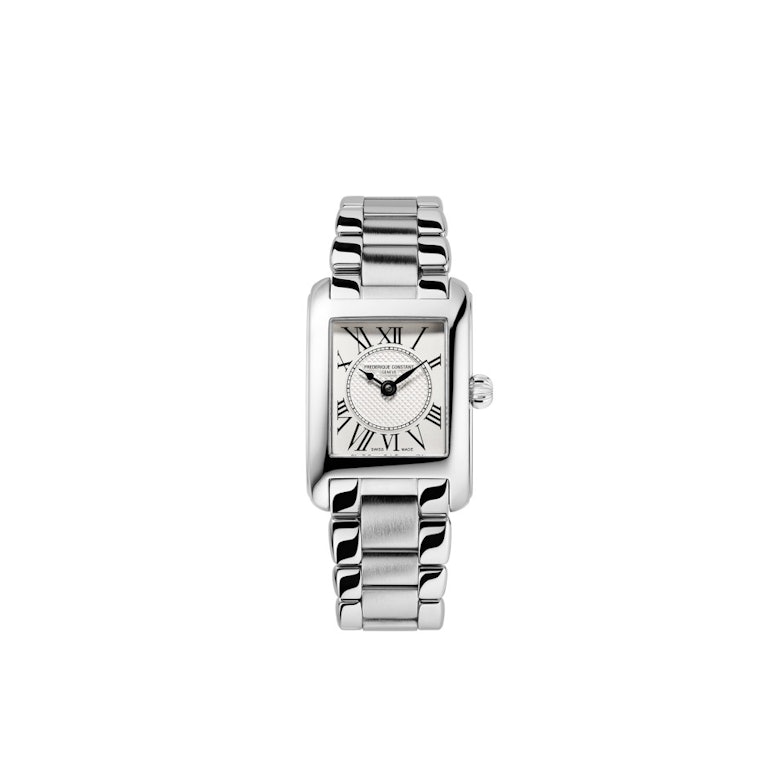 Frederique Constant Classics Carree Ladies Quarz Edelstahl 30x21mm weißes Zifferblatt Metallband
