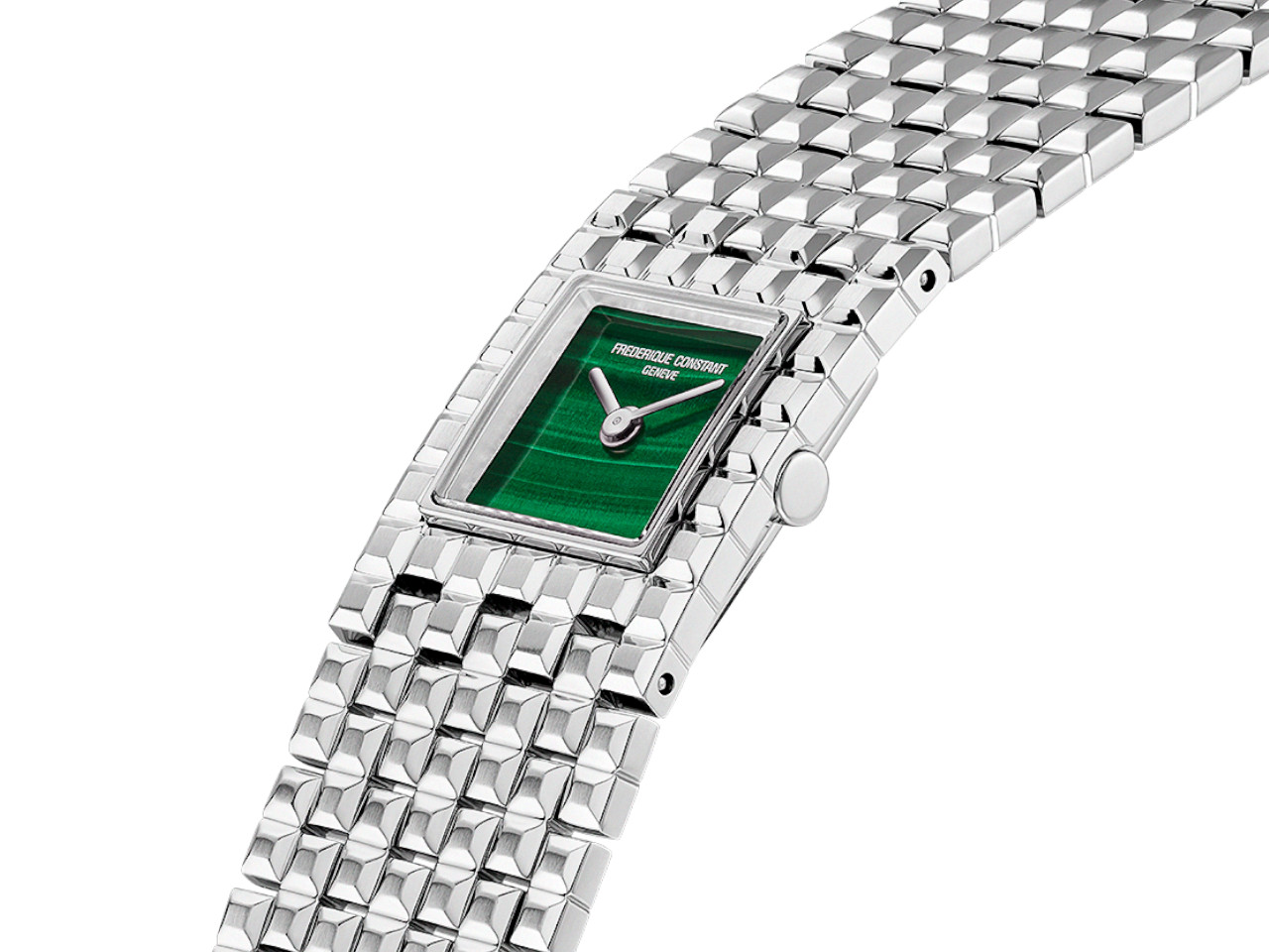 Frederique Constant Classics Manchette Quarz Edelstahl 25x20mm grünes Zifferblatt Metallband